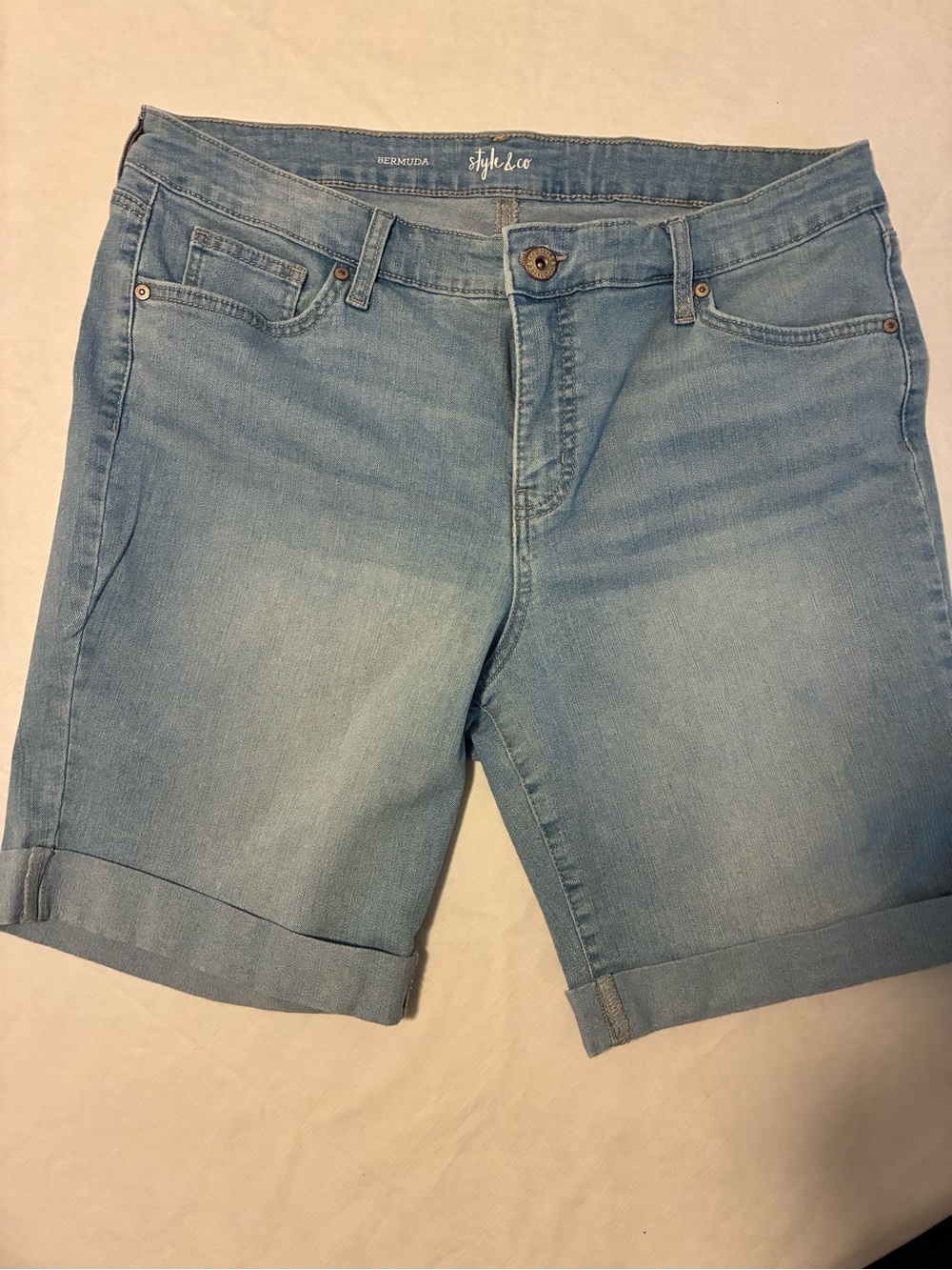 Style & Co. Light Wash Denim Stretch Bermuda Shorts
